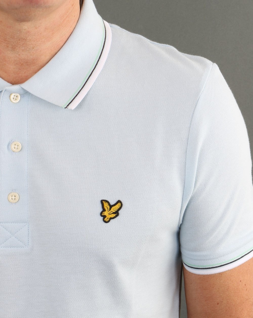 Lyle And Scott Tipped Polo Shirt Sky Blue/white