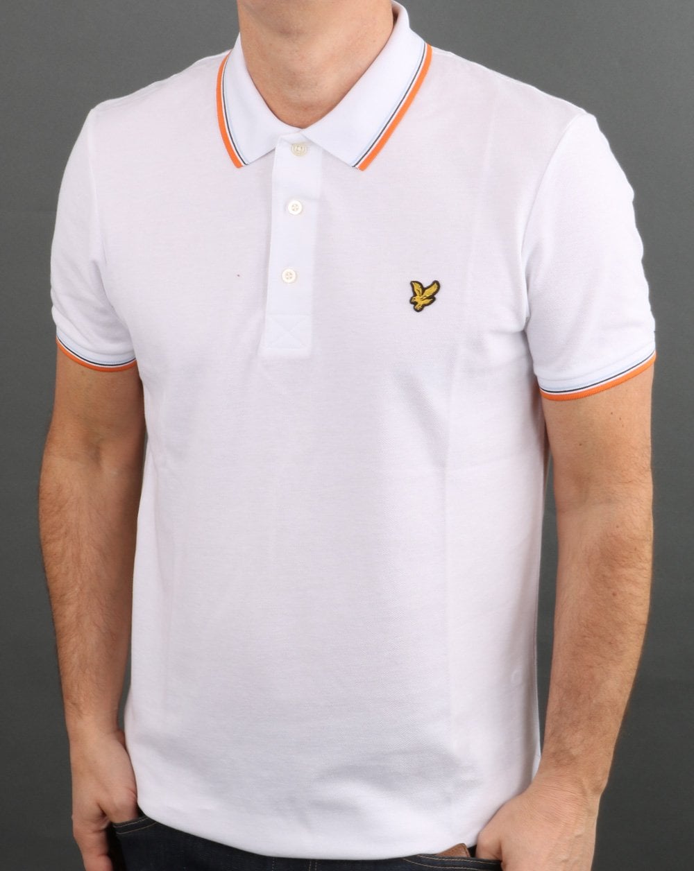 Lyle And Scott Tipped Polo Shirt White/Orange