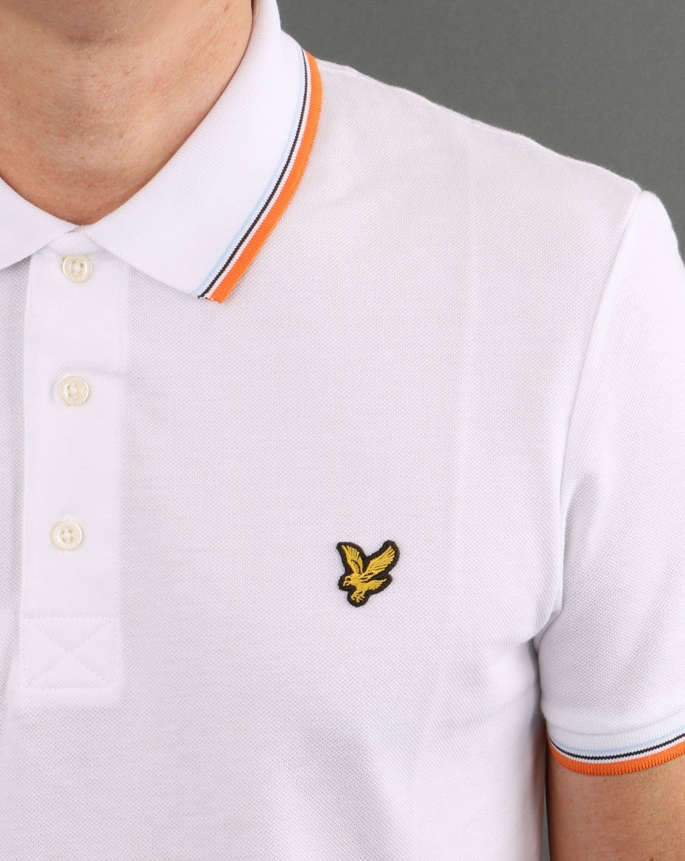 Lyle And Scott Tipped Polo Shirt White/Orange