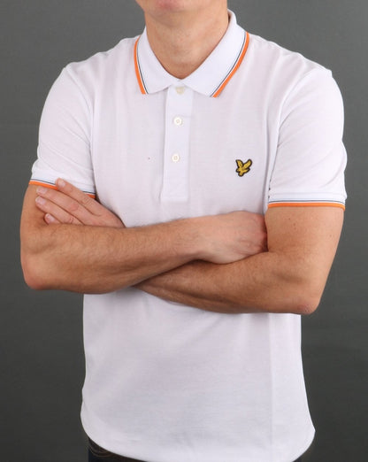 Lyle And Scott Tipped Polo Shirt White/Orange