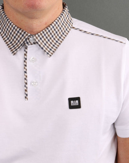 Weekend Offender Check Collar Polo Shirt White