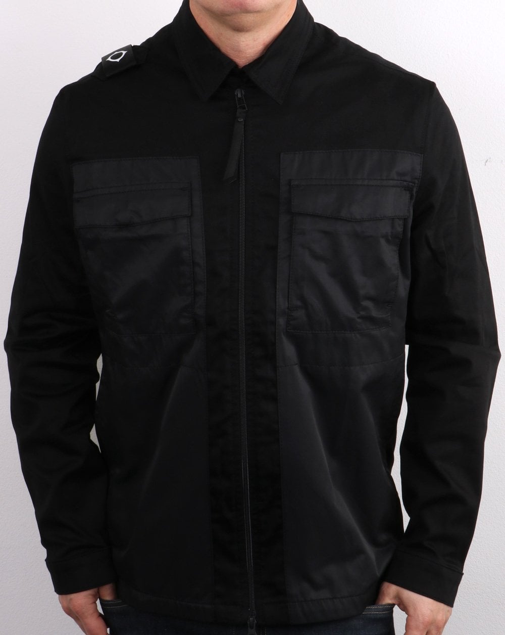 Ma.strum Zip Through Overshirt Jet Black