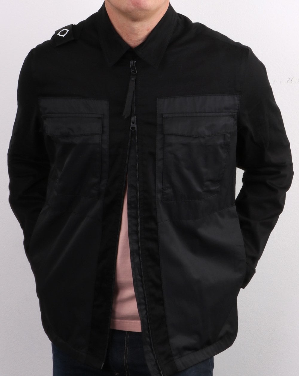 Ma.strum Zip Through Overshirt Jet Black