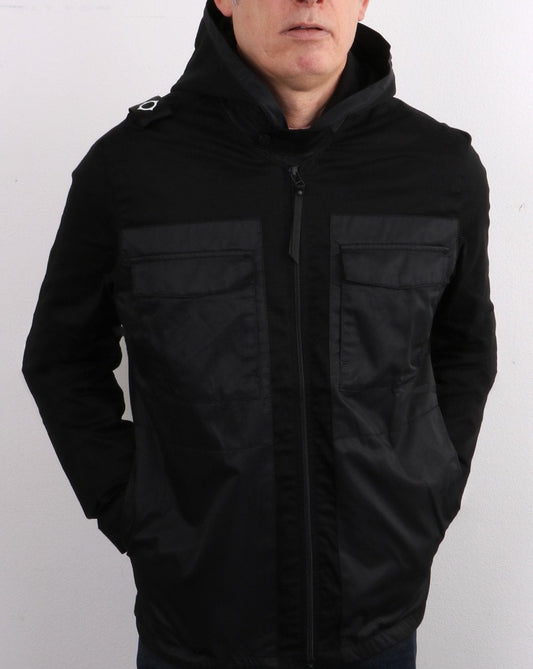Ma.Strum Ma.strum Hooded Panel Overshirt Jet Black