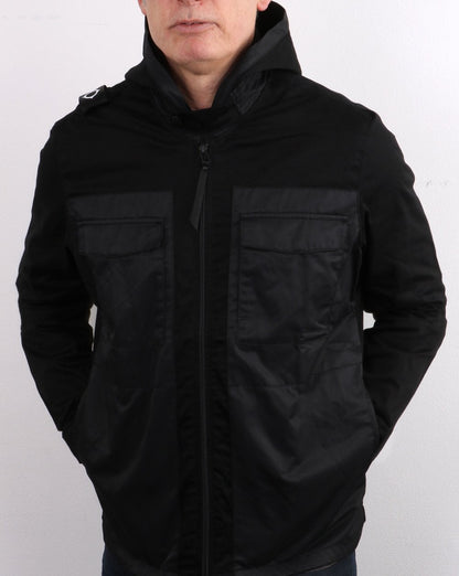 Ma.strum Hooded Panel Overshirt Jet Black