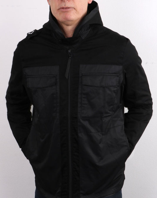 Ma.Strum Ma.strum Hooded Panel Overshirt Jet Black
