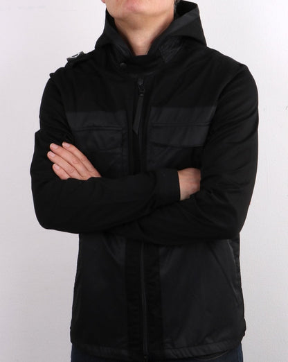 Ma.strum Hooded Panel Overshirt Jet Black