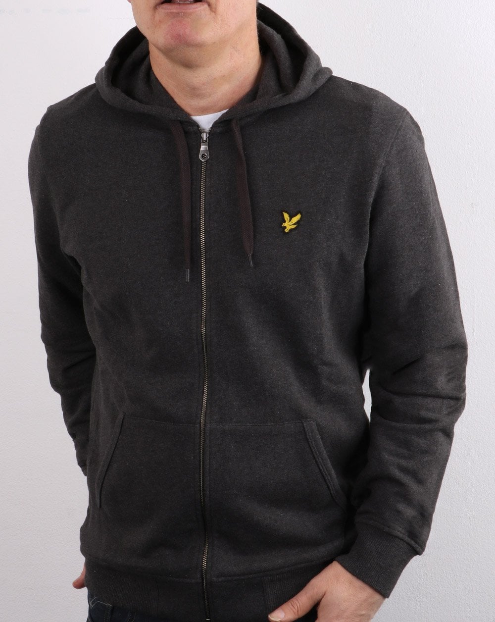 Lyle And Scott Zip Through Hoodie Charcoal Marl