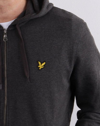 Lyle And Scott Zip Through Hoodie Charcoal Marl