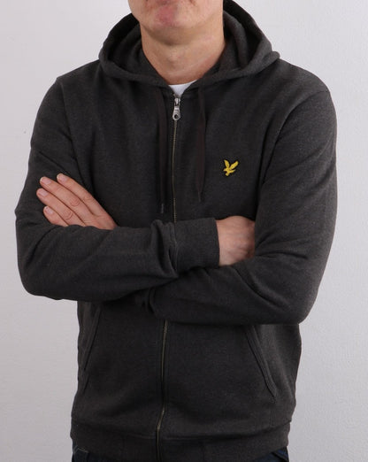 Lyle And Scott Zip Through Hoodie Charcoal Marl