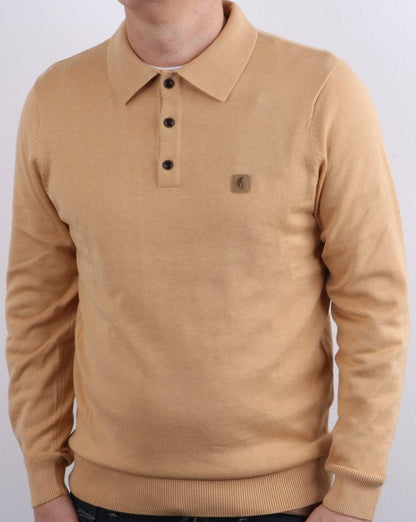 Gabicci Vintage Francesco Knitted Polo Honey