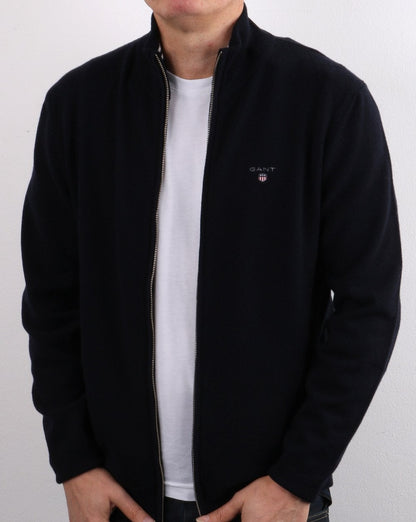 Gant Superfine Lambswool Zip Cardigan Navy