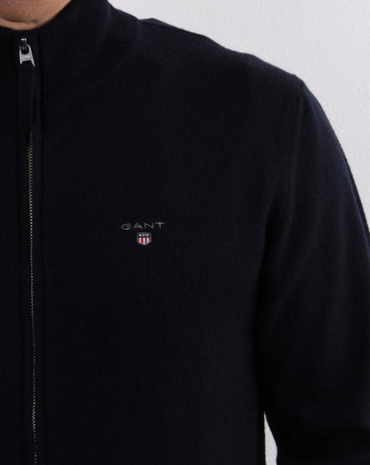 Gant Superfine Lambswool Zip Cardigan Navy
