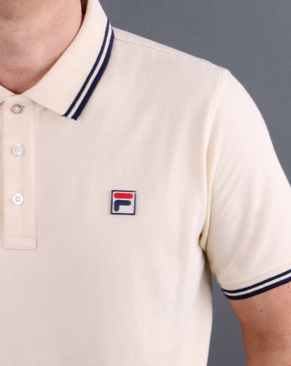 Fila Vintage Tipped Polo Shirt Cream