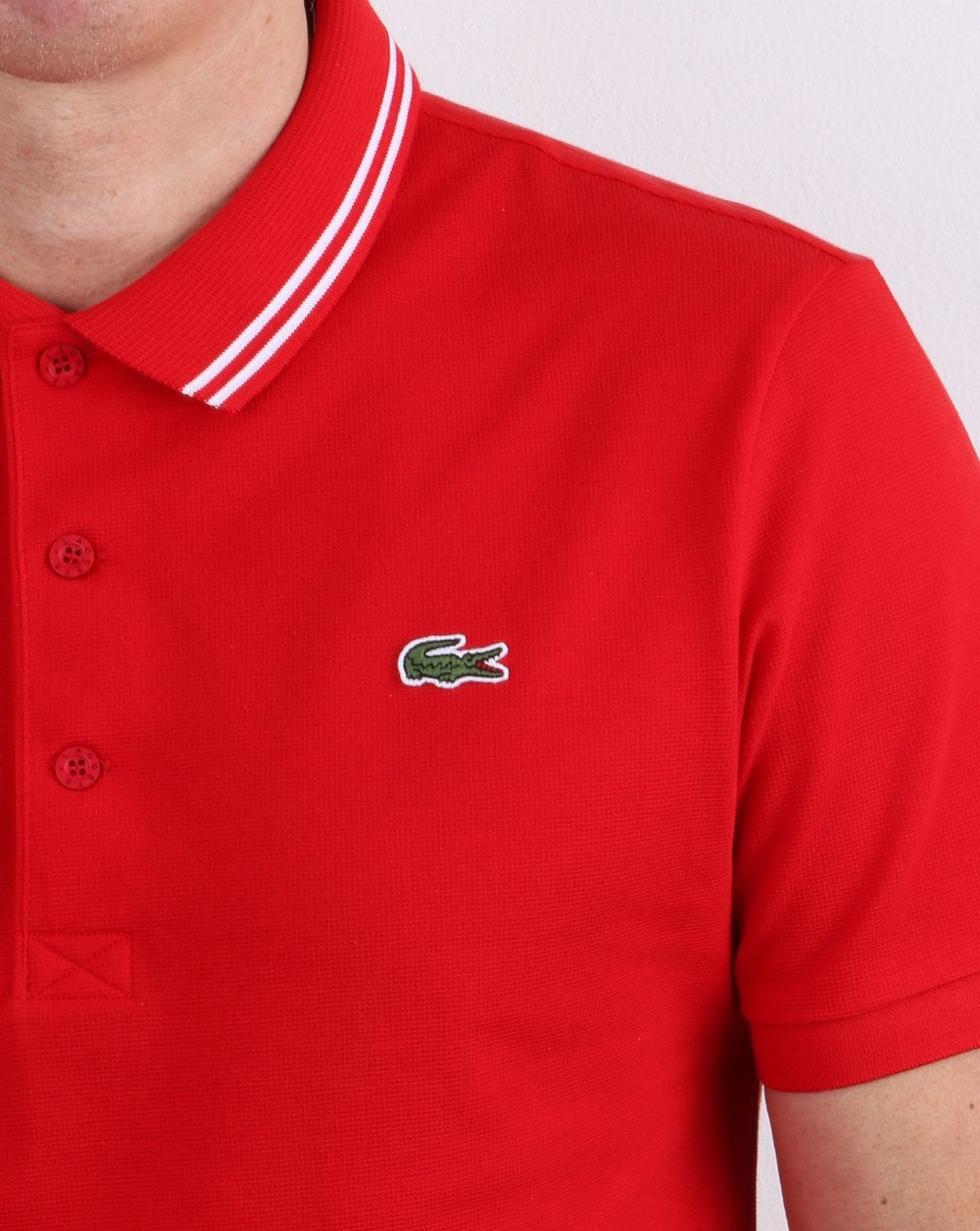 Lacoste Tipped Polo Shirt Red/white