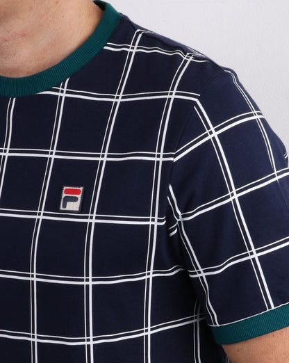 Fila Vintage Window Check T Shirt Navy