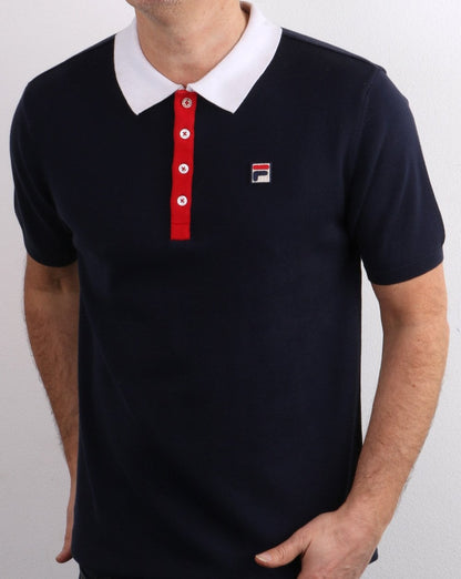 Fila Vintage knitted Santiago Polo Shirt Navy