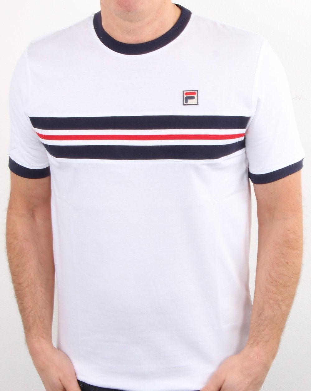 Fila Vintage Chest Stripe T Shirt White