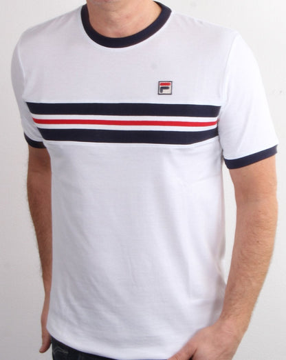 Fila Vintage Chest Stripe T Shirt White