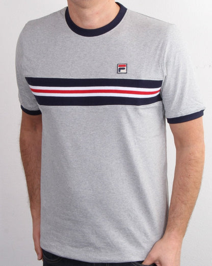 Fila Vintage Multi Stripe T Shirt Grey Marl