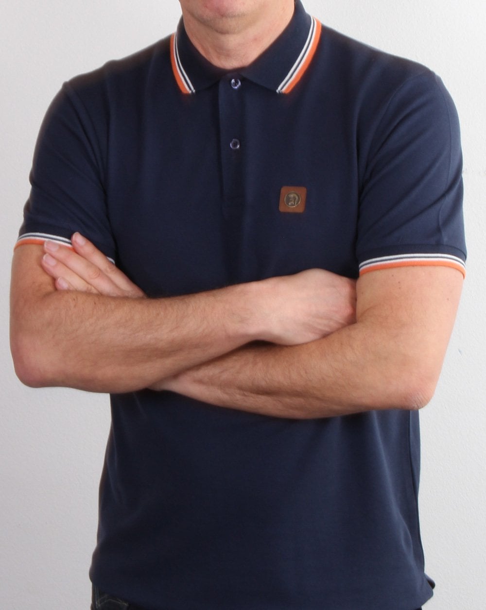 Trojan Tipped Pique Polo Shirt Navy