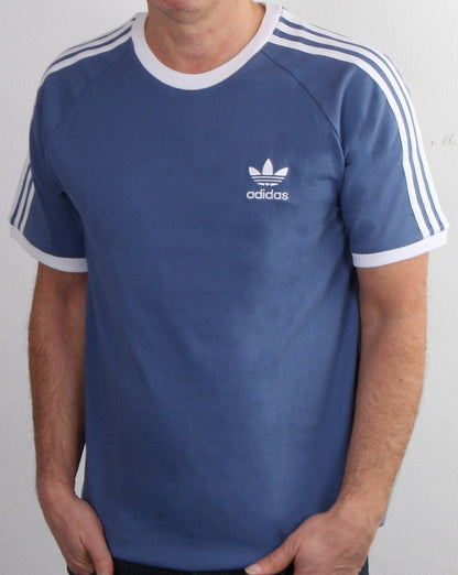 Adidas Originals 3 Stripes T Shirt Crew Blue