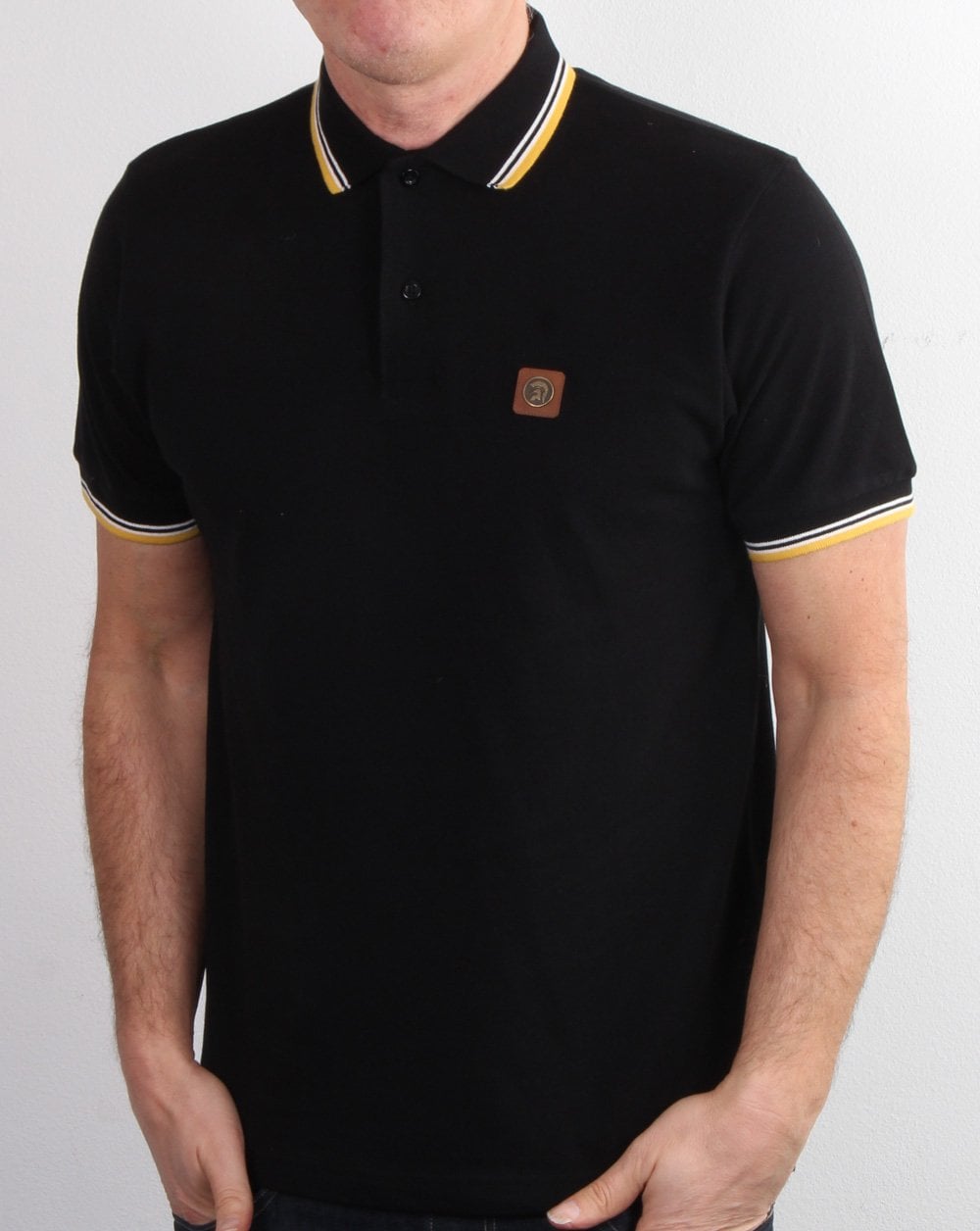 Trojan Tipped Pique Polo Shirt Black