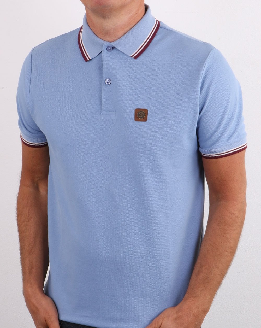 Trojan Tipped Pique Polo Shirt Sky