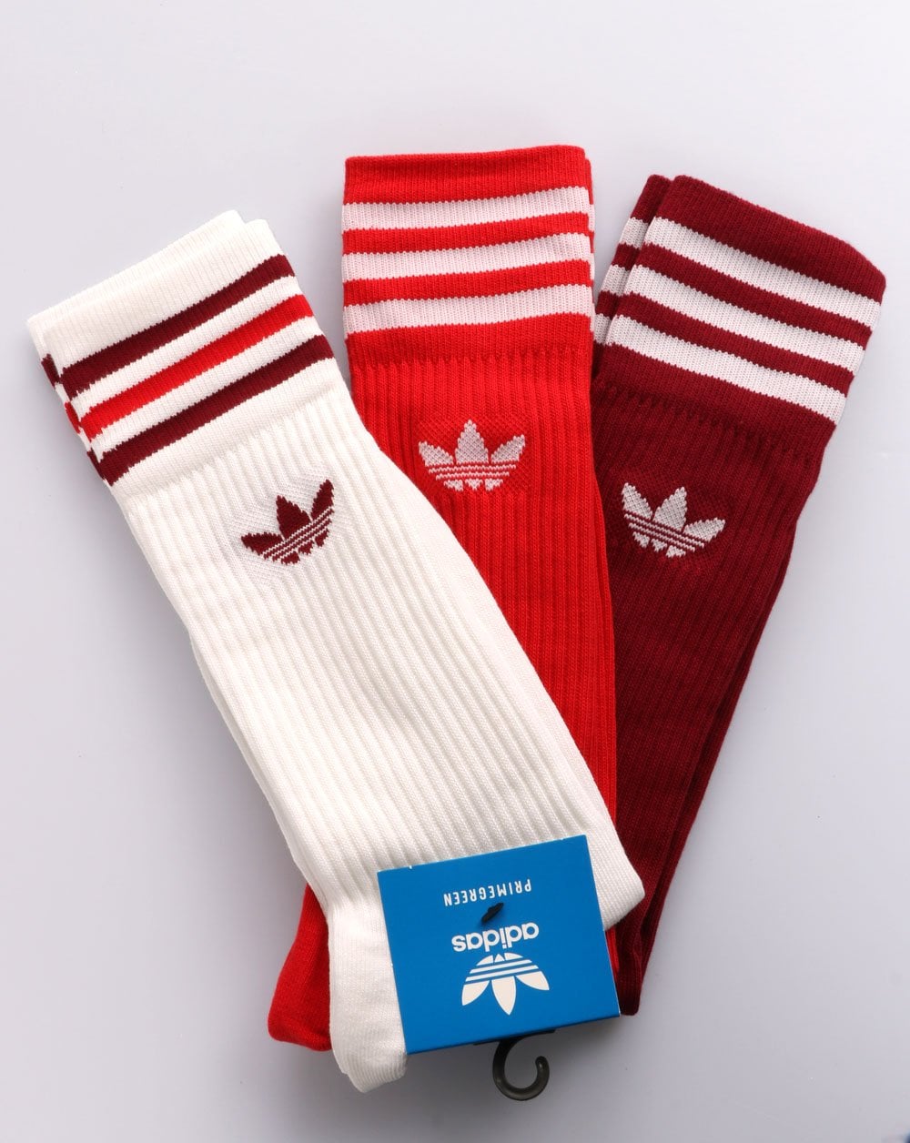 Adidas Originals 3 Pack Crew Socks White/burgundy/scarlet