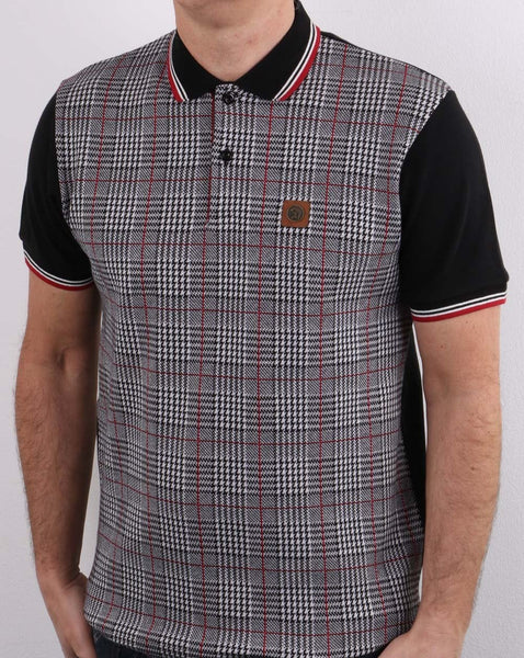 Trojan Checked Polo Shirt Black