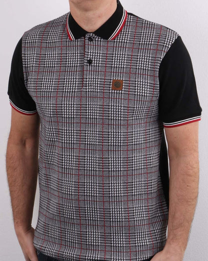 Trojan Checked Polo Shirt Black