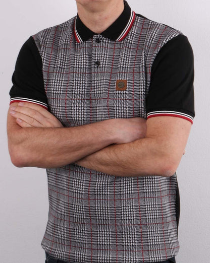 Trojan Checked Polo Shirt Black