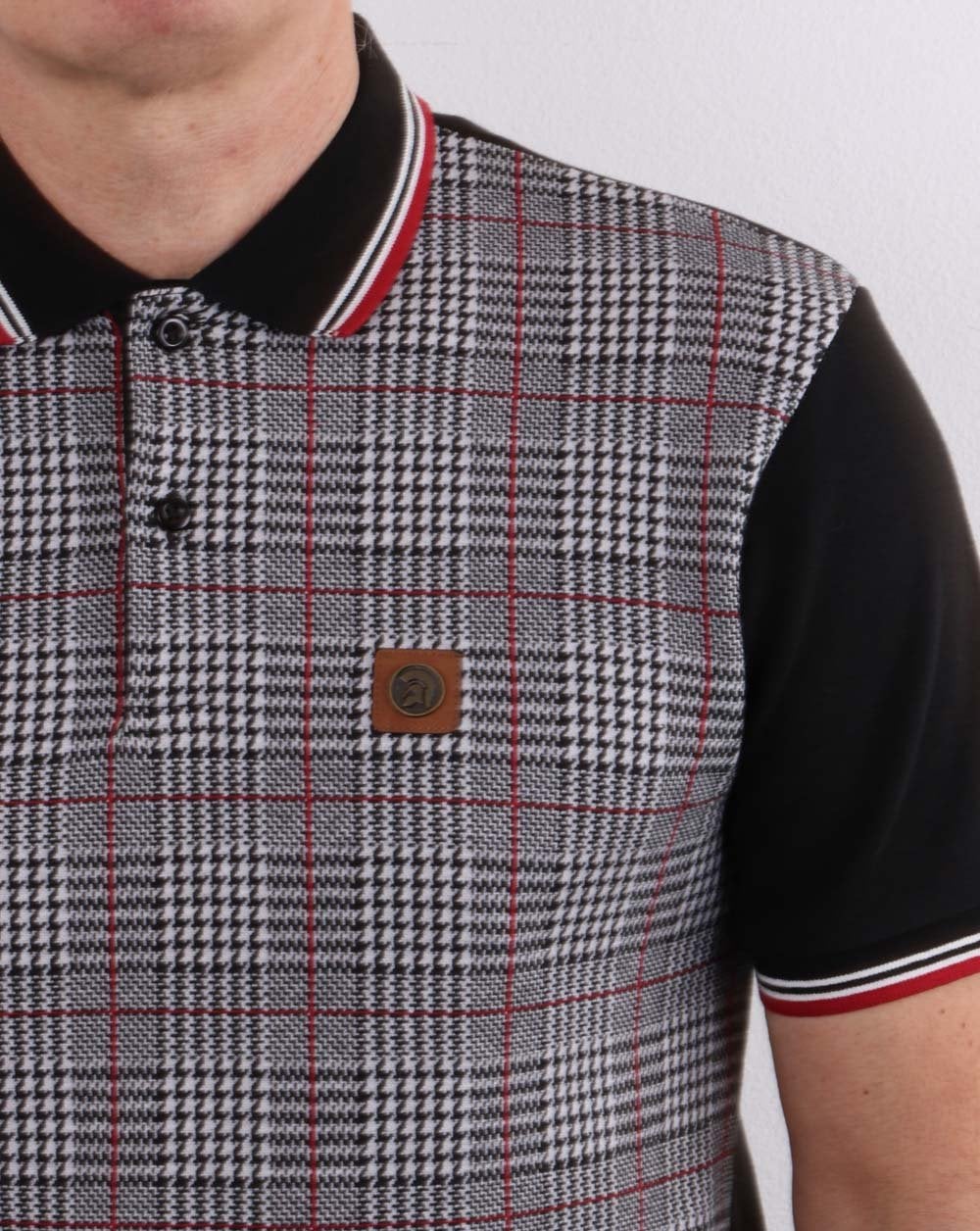 Trojan Checked Polo Shirt Black