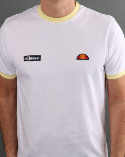 Ellesse Ringer T Shirt White/light Yellow