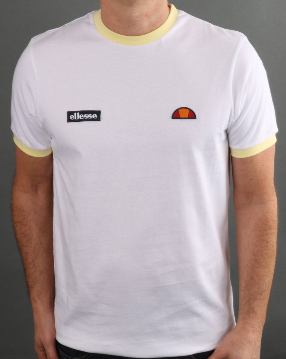 Ellesse Ringer T Shirt White/light Yellow