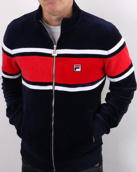 Fila Vintage Velour Track Top Navy/Red/White