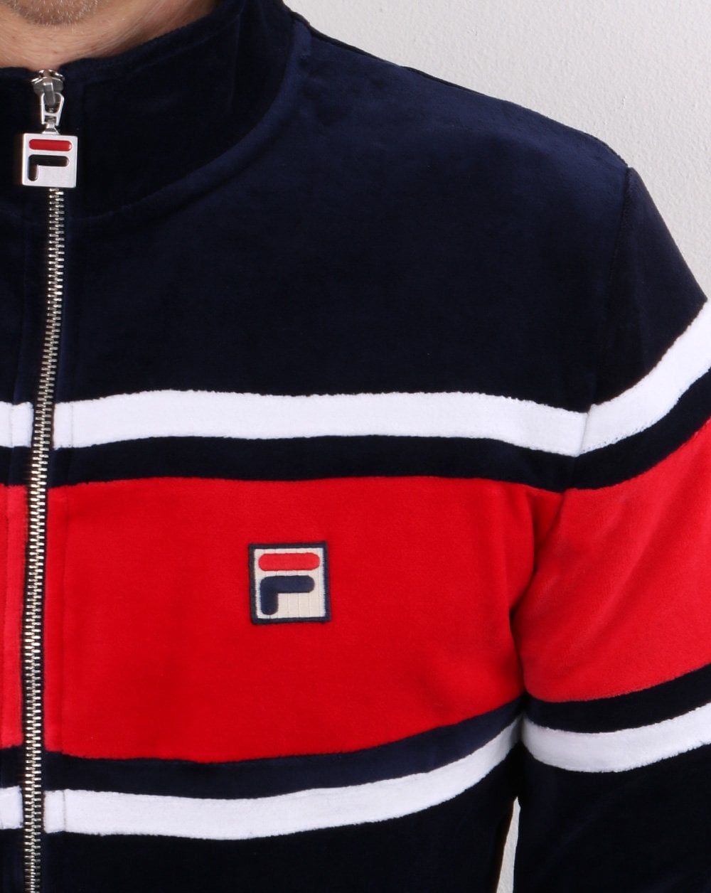 Fila Vintage Velour Track Top Navy/Red/White