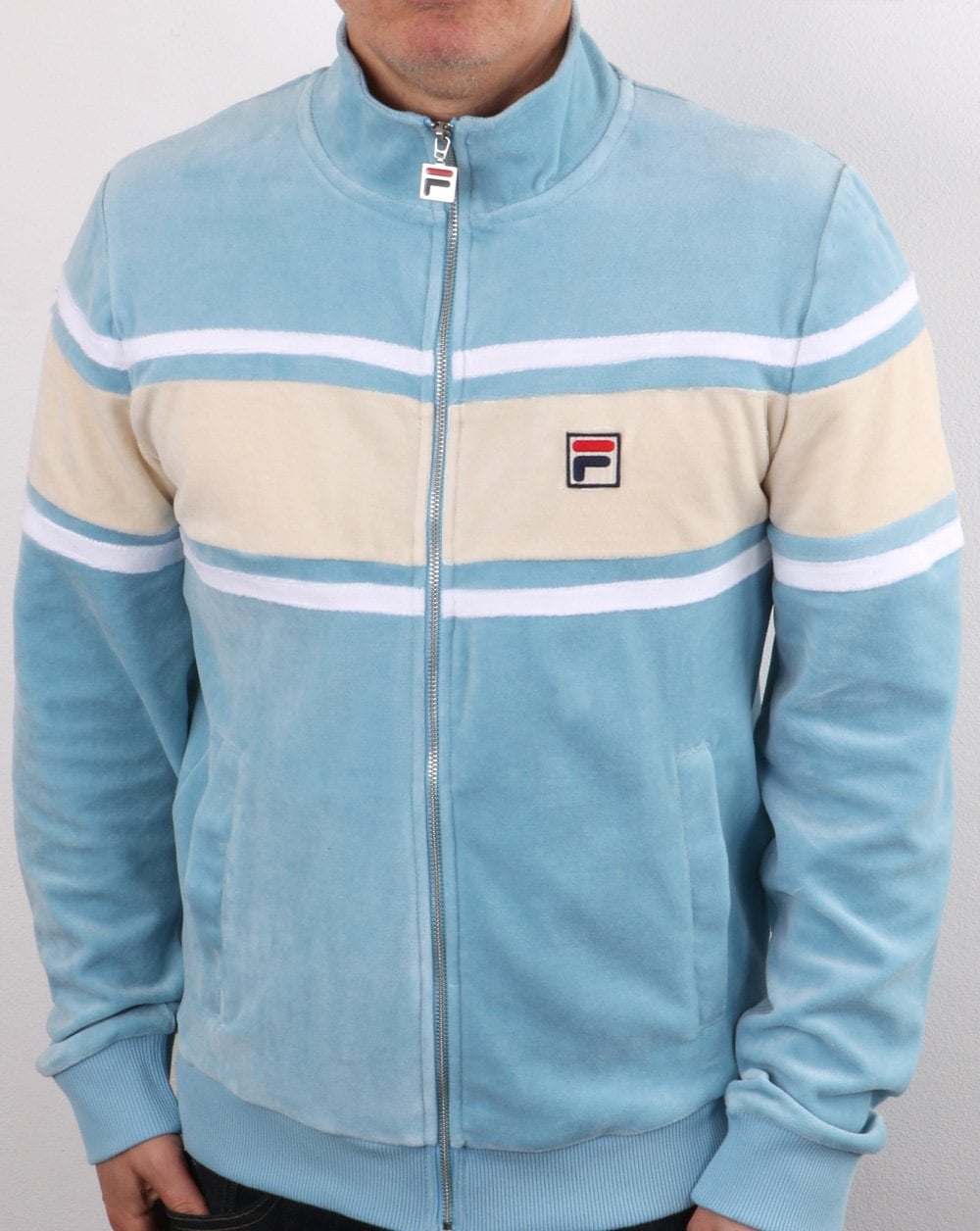 Fila Vintage Slane Velour Track Top Sky Blue/Cream/White