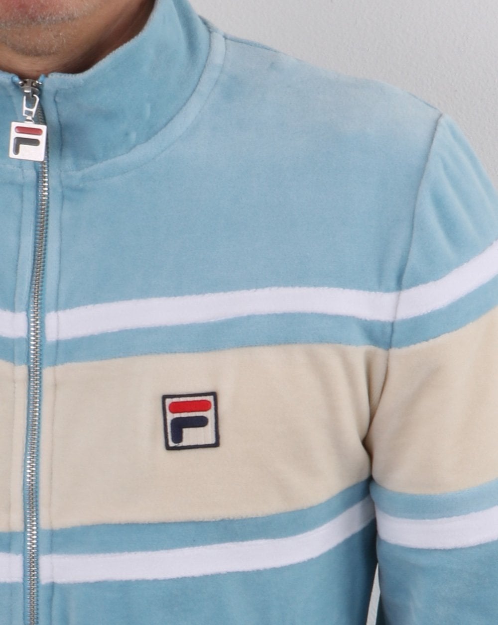Fila Vintage Slane Velour Track Top Sky Blue/Cream/White