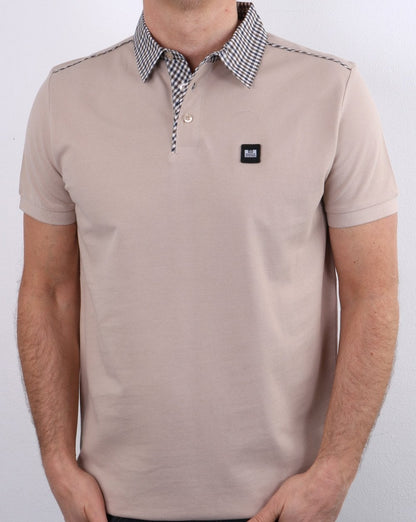 Weekend Offender Check Collar Polo Shirt Sand