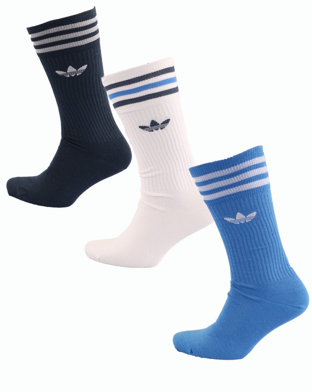 Adidas Originals Solid Crew Sock 3 Pack White/blue/navy