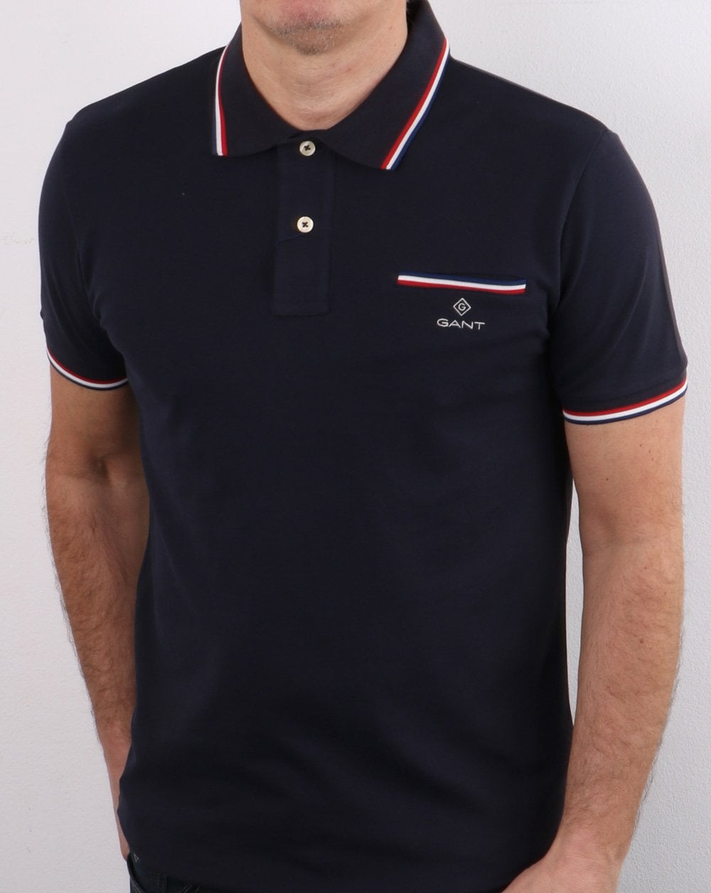 Gant Tipping Pique Polo Shirt Navy