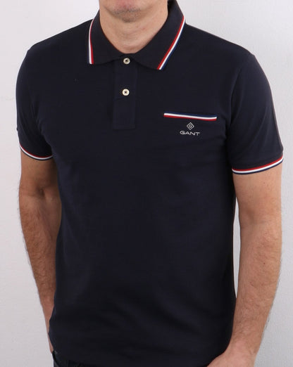 Gant Tipping Pique Polo Shirt Navy