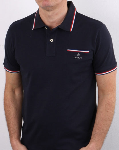 Gant Tipping Pique Polo Shirt Navy