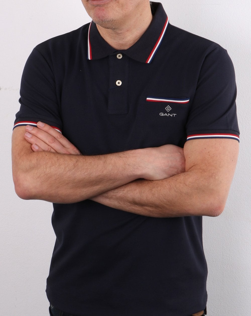 Gant Tipping Pique Polo Shirt Navy