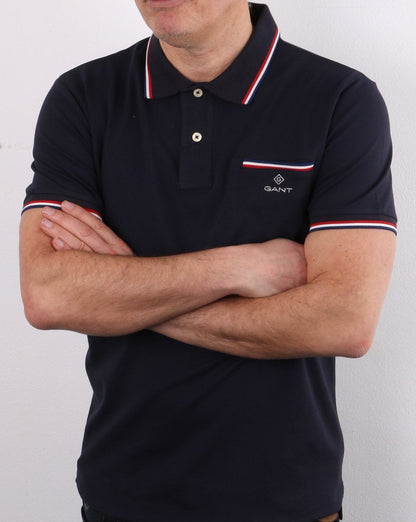 Gant Tipping Pique Polo Shirt Navy