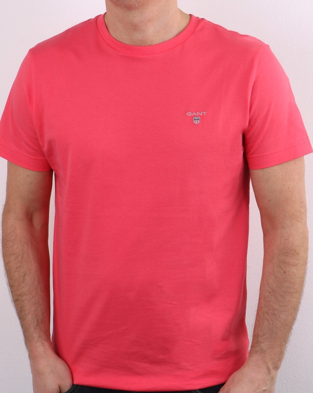 Gant Solid Crew Neck T Shirt Paradise Pink