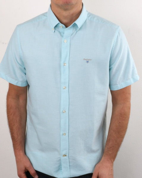 Barbour Oxford Short Sleeve Shirt Light Aqua
