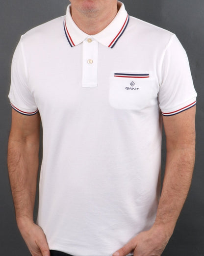 Gant Tipping Pique Polo Shirt White