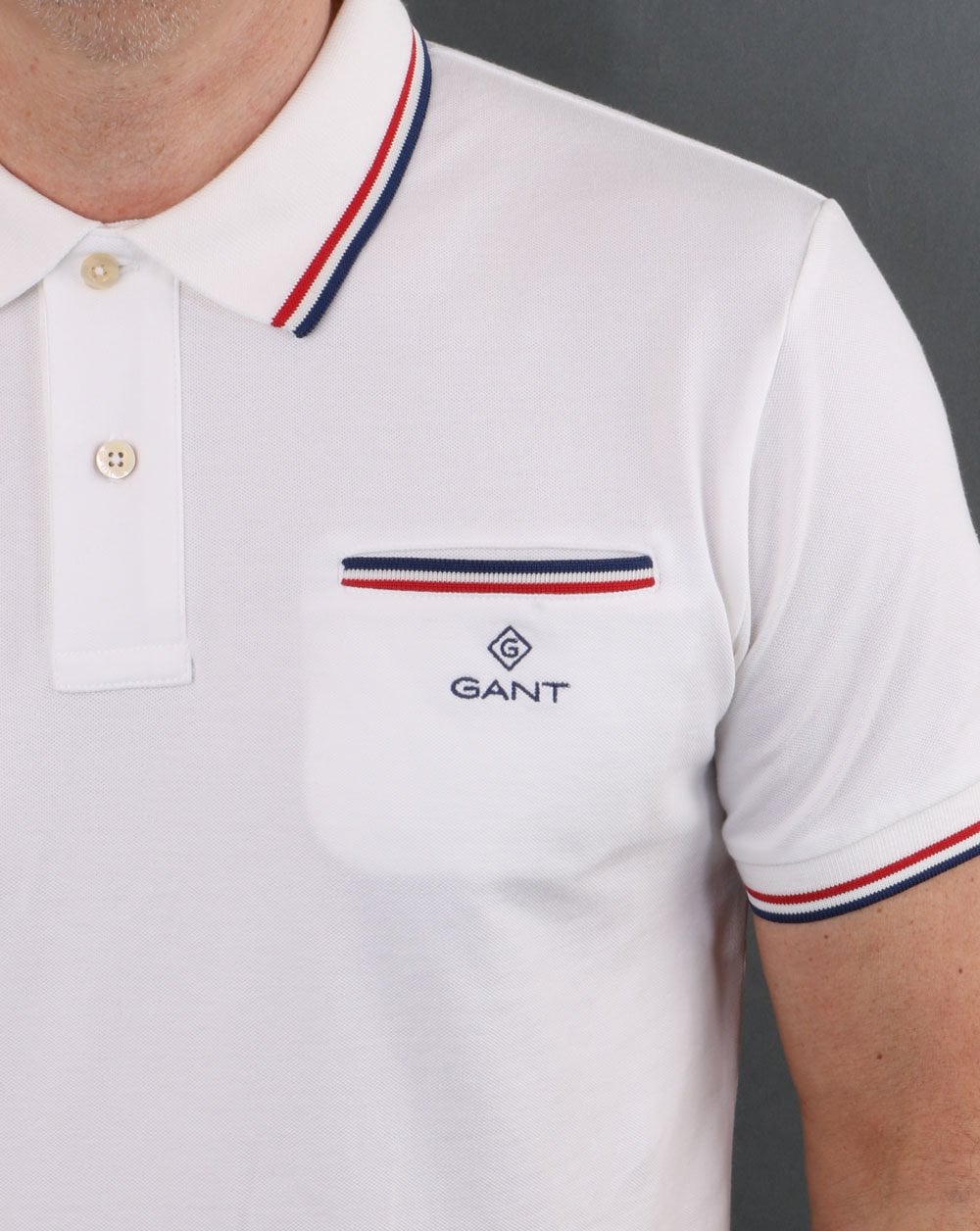 Gant Tipping Pique Polo Shirt White
